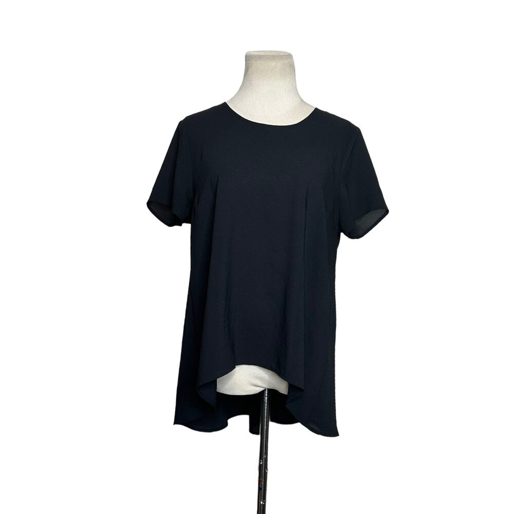 Jack black semi sheer short sleeves hi low minimalist blouse size Large